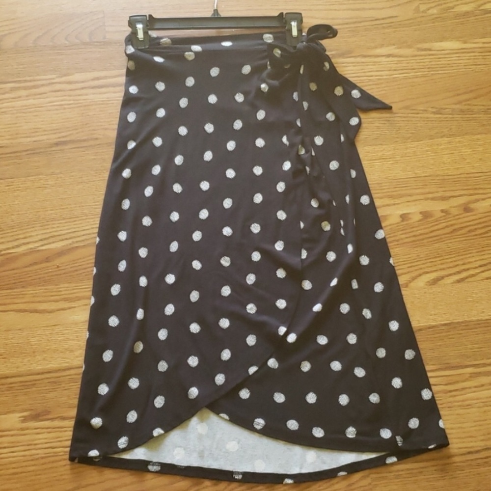 Adrienne Vittadini Polka Dot Faux Wrap Skirt